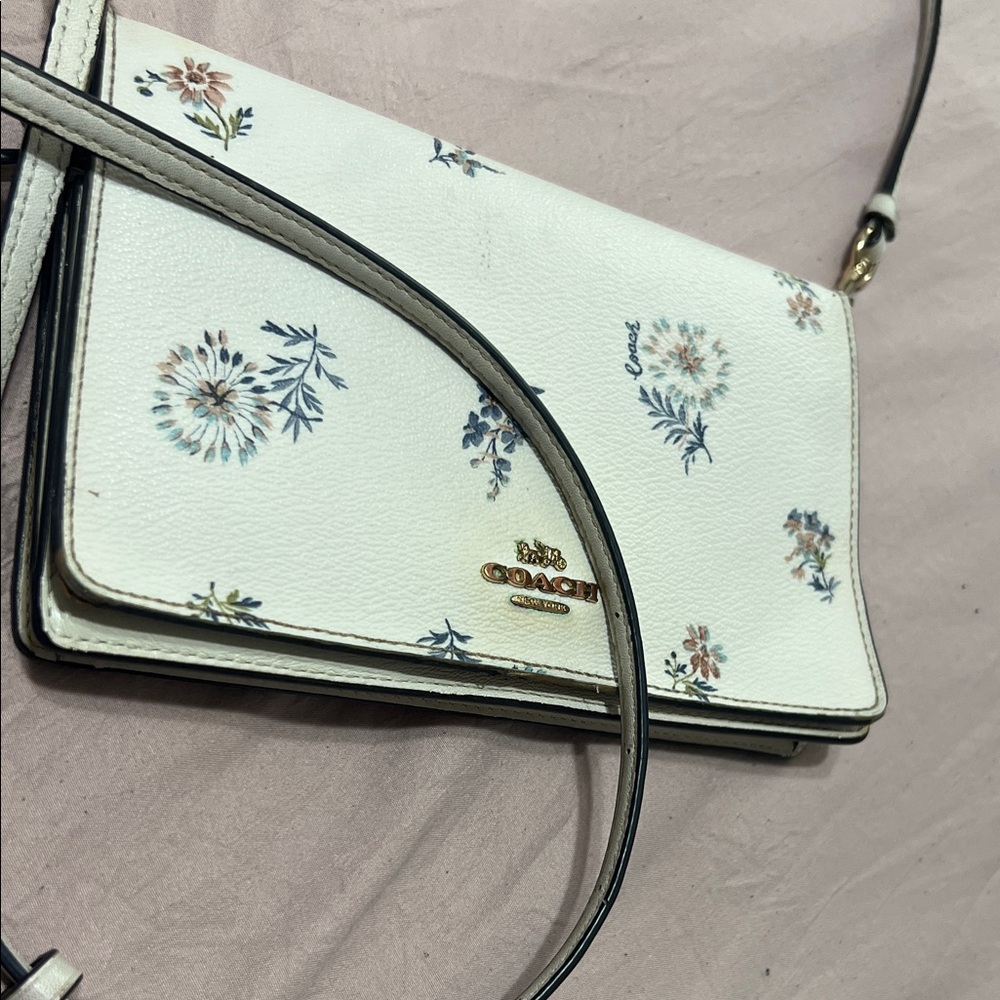 Coach White Crossbody Bag with Floral Design